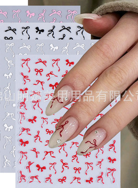 Japanese And Korean Style Bow Nail Sticker Simple Ribbon Bow
