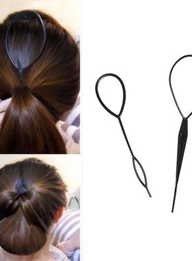 Popular 2Pc Ponytail Creator Plastic Loop Styling Tools Blac