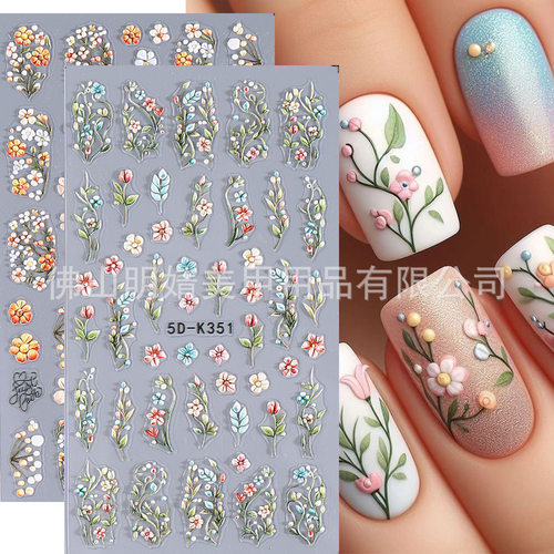 Spring And Summer Relief Floral Hen Stickers Orange Blossom