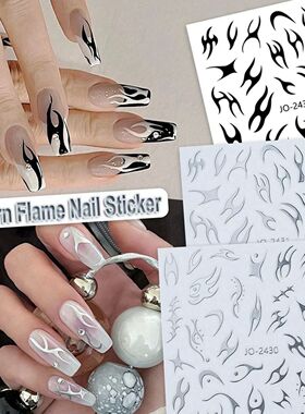 Style Irregular Silver Thorn Flame Nail Stickers for Neutral