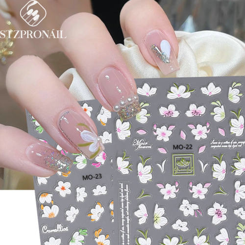 Camellia Hen Sticker Embossed Thin Tough Cherry Blossom Came