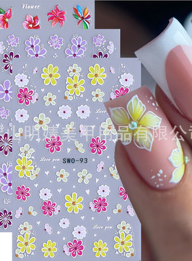 Embossed Flower Sticker Spring And Summer Cherry Blossom Sma