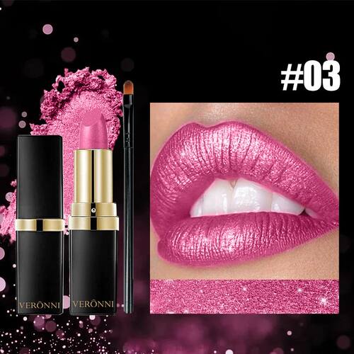 Diamond Shimmering Lipstick Set,High Pigmented Glitter Metal