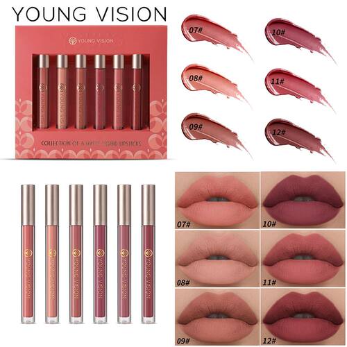 6pcs/pack lip gloss set long-lasting non stick cup liquid li