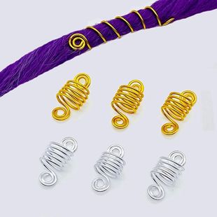 5Pcs 10Pcs Gold Silver Hair Braid Beads Cuffs Clips Adjustab