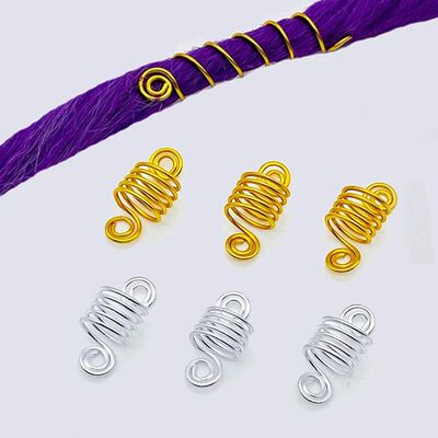 5Pcs 10Pcs Gold Silver Hair Braid Beads Cuffs Clips Adjustab