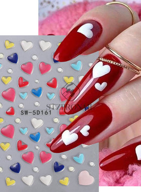 Love Nail Sticker 5d Relief 3D Carving Hollow Flower Star Cu