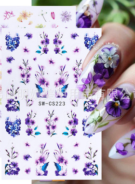 Flower And Grass Nail Sticker Spring And Summer Simulation F