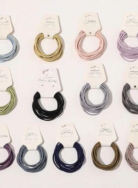 10Pcs Solid Color Thin Girls Elastic Hair Bands Rubber Band