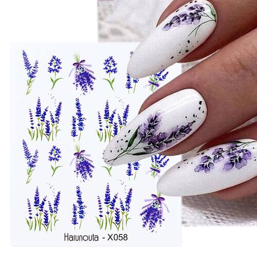 1 Sheet Nail Water Decals Transfer Lavender Spring Flower Le