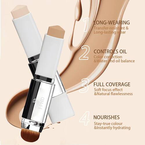Two-in-one Brush Head Foundation Stick Lightweight and Smoot