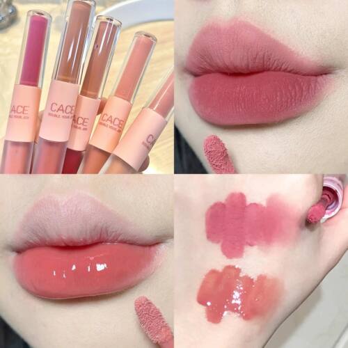 Double Head Lip Gloss Sexy Red Lip Makeup Lip Mud Mirror Wat