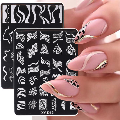 French Nail Art Printed Steel Plate Irregular Leopard Print