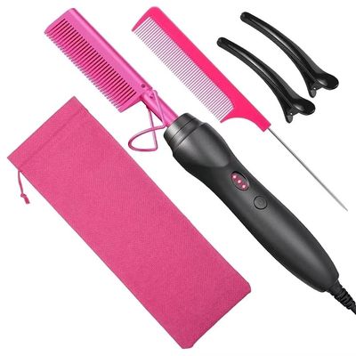 Pink Hot Comb Electric Hot Comb Heating Pressing Hair Straig