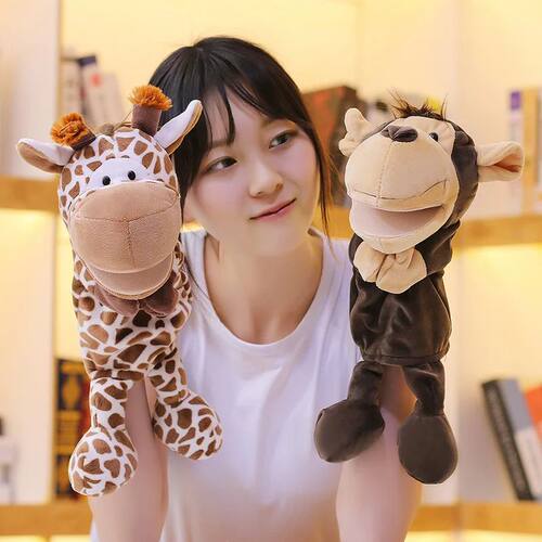 35cm Cartoon Animal Hand Puppet Parent-child Game Doll Lion