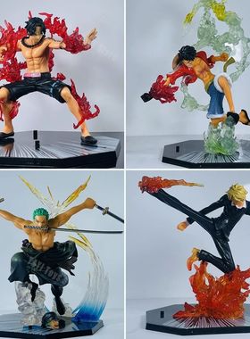 New Anime Figure Fire Fist Luffy Ace Sanji Battle Model Doll