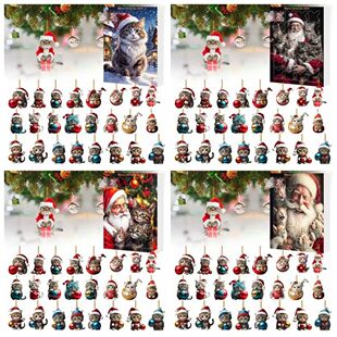 with 24 Cat Pendants Ornament Advent Calendar Acrylic Home D
