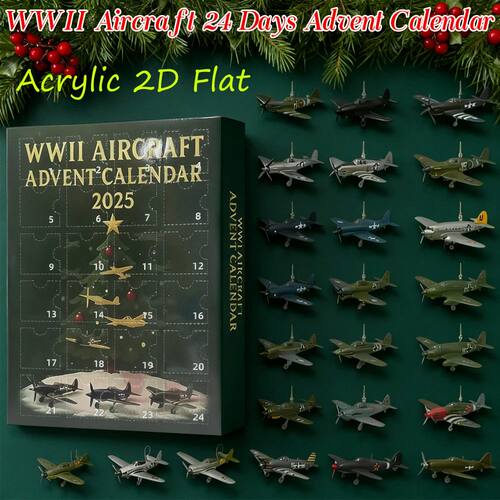 WWII Aircraft Advent Calendar 24 Days 2D Acrylic Unique Mini