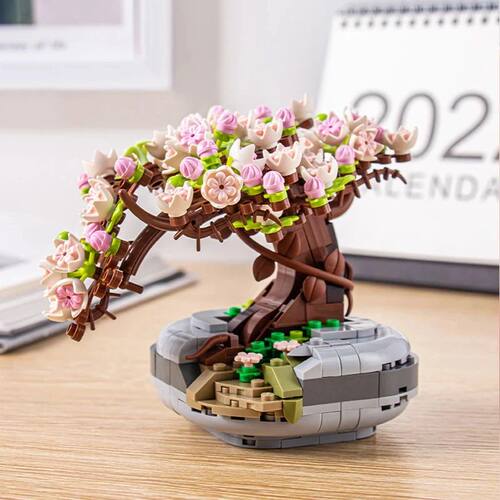 Mini Plant Bonsai Building Block Flower Plant Cherry Blossom