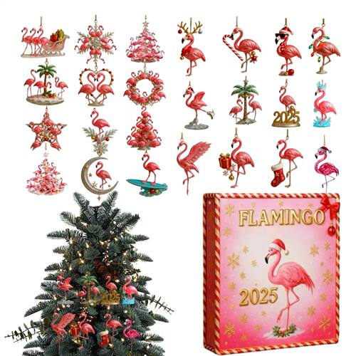24-Day Count Down Calendar Ornaments Flamingo Countdown Cale