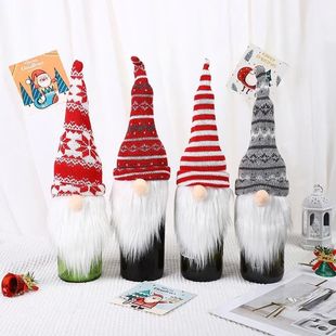 Gnomes Wine Bottle 4Pcs Knitted Plush Toppers Tomt Christmas