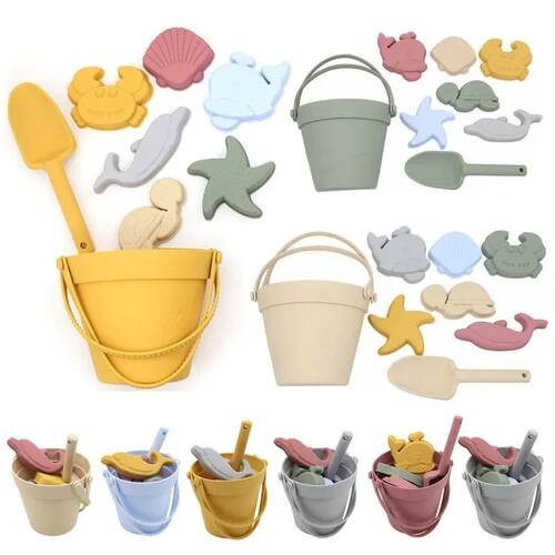 8Pcs Summer Beach Toys Kids Soft Silicone Sandbox Set Beach