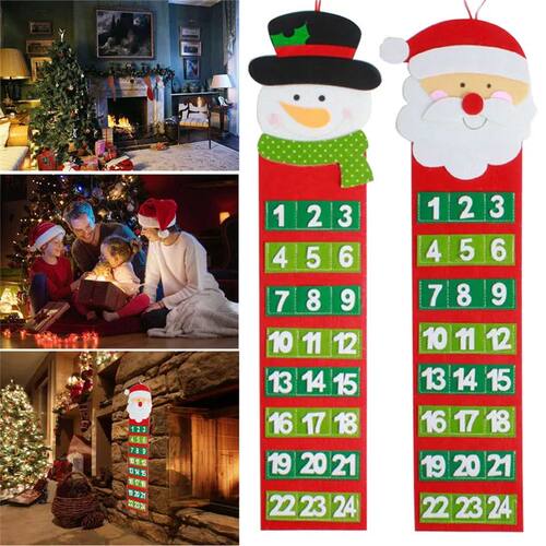 Felt Christmas Advent Calendar Wall Hanging Santa Advent Cal