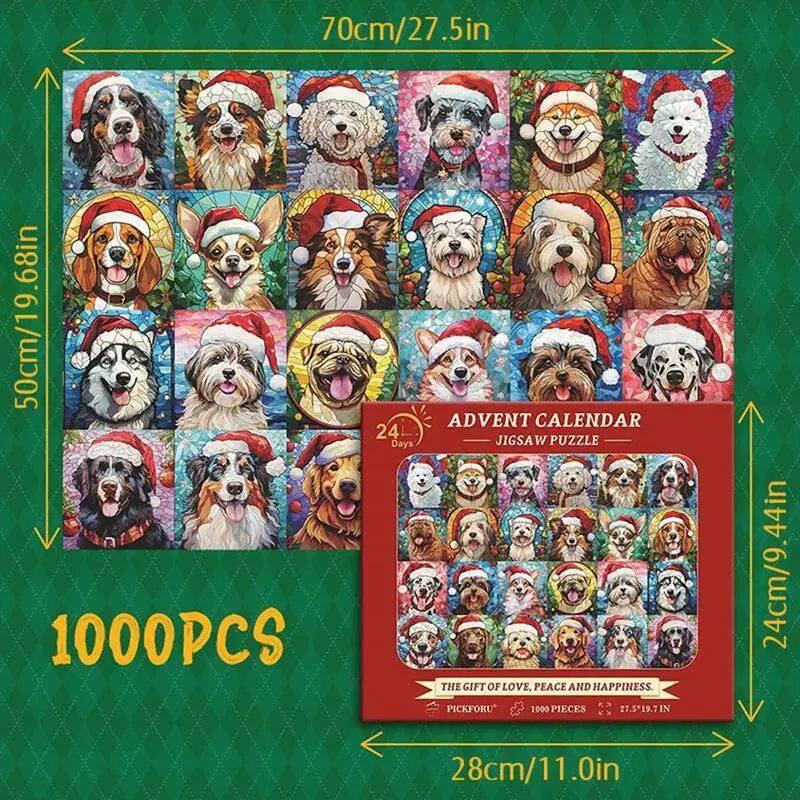 Christmas Puzzle Advent Calendar 1000pcs Dog Puzzles Countdo