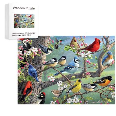 Bird Flock Wooden Jigsaw Puzzle Art Unique Animal ShapedPc D