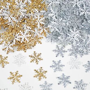 270pcs 2cm Gold Silver Snowflake Confetti Christmas Decorati