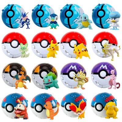 Pokemon Figure Pokeball Anime Figurines Cartoons Pikachu Cha