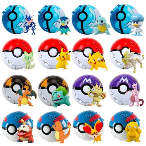Pokemon Figure Pokeball Anime Figurines Cartoons Pikachu Cha