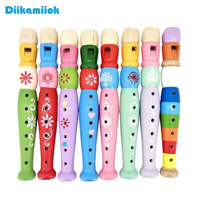 1pc 20cm/7.87in Colorful Wooden Flute Music Instrument Trump