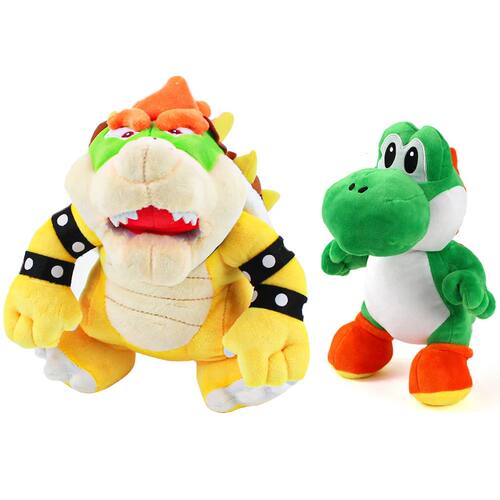 25cm Anime Yellow Bowser JR Plush Toy Yoshi Cute Dinosaur An