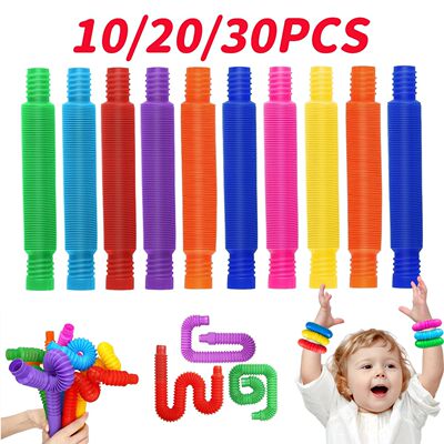 10-30PCS Colorful Telescopic Tubes Fidget Toys Plastic Senso