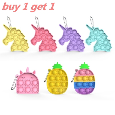 Pop It Fidget Toy Putter Bubble Sensory Keychain pineapple
