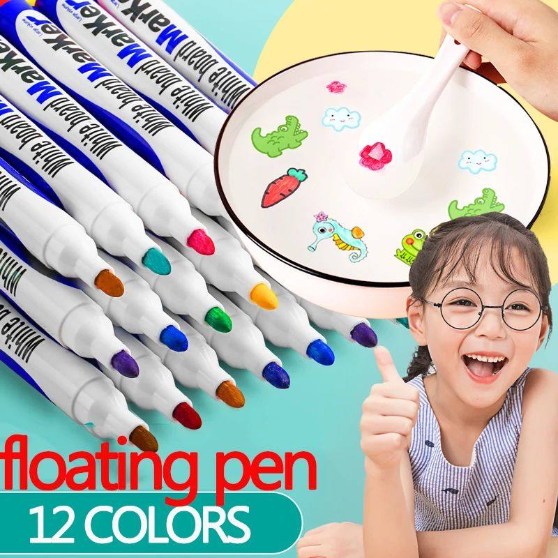 8/12 Colors Magical Water Floating Student Painting Brush Wh
