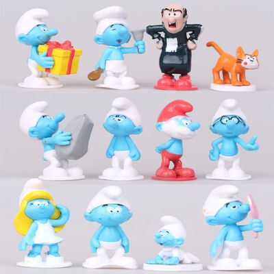 12pcs Smurfs Cake Ornaments Small Mushroom Elf Cute Children