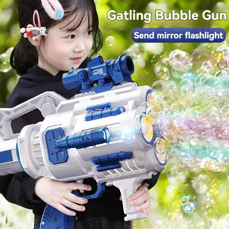New 40 Holes Electric Bubble Gun Kid Toy Bubbles Machine Ful