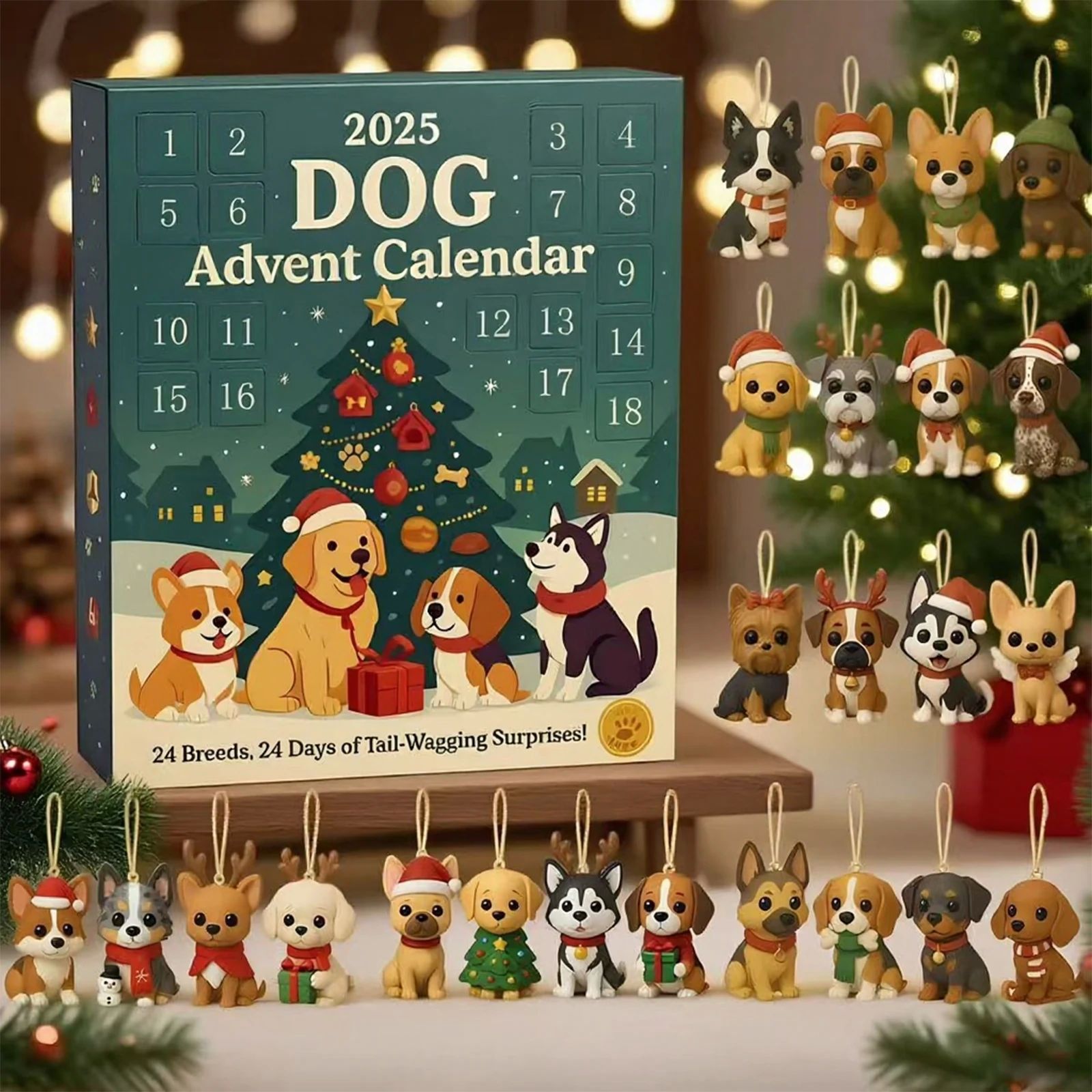Dog Advent Calendar Ornaments 24 Days Christmas Countdown Ca