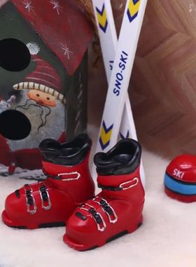 JN1:12 Dollhouse Miniature Ice Skates Ski Hats Winter Ski Sc