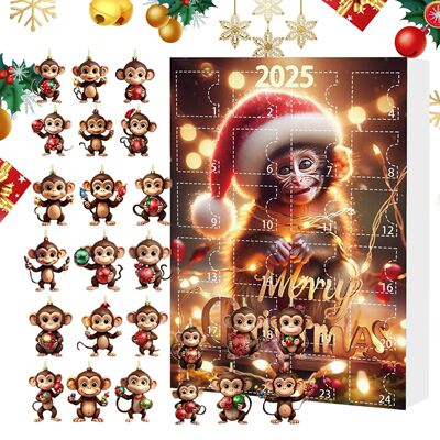 Christmas Countdown Calendar with Acrylic Monkey Pendants 2D