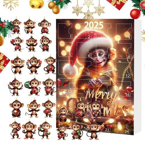 Christmas Countdown Calendar with Acrylic Monkey Pendants 2D