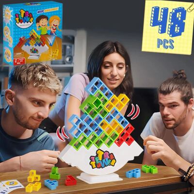 64PCS Tetra Tower Fun Balance Stacking Building Blocks Board