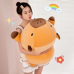 Fatty Long Capybara Plush Pillow Stuffed Round Kawaii Standi