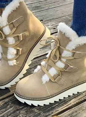 Women's Plush Lined Mid Calf Snow Boots - Waterproof Anti-Sl