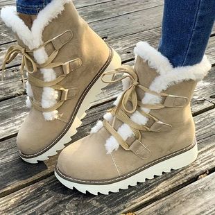 Snow Plush Anti Waterproof Boots Calf Mid Lined Women