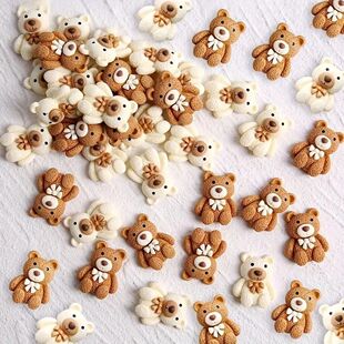 10-100pcs Cartoon Beige Coffee Bear Resin Cabochon Flatbacks