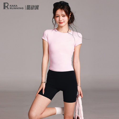 奔跑吧卡卡经典健身服显瘦速干吸湿排汗运动上衣女瑜伽服短袖T恤