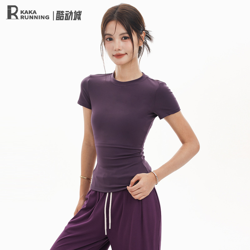 奔跑吧卡卡运动短袖女速干透气瑜伽服跑步普拉提训练健身T恤上衣
